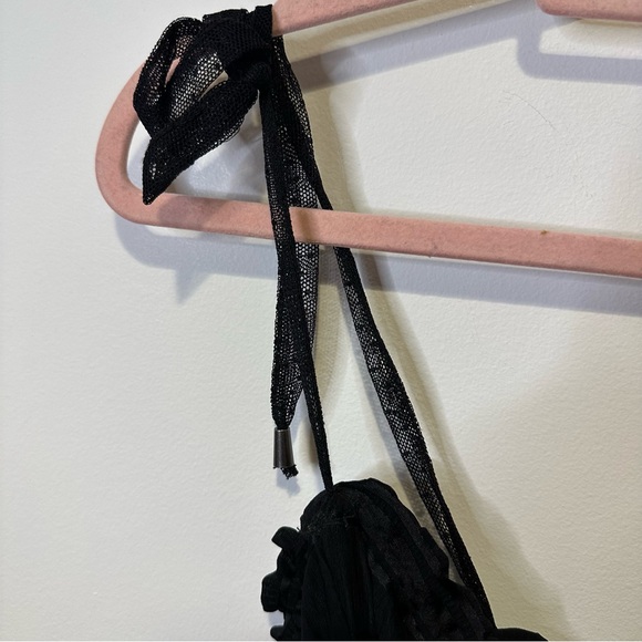 free people black ruffle mini dress size medium - Picture 3 of 5